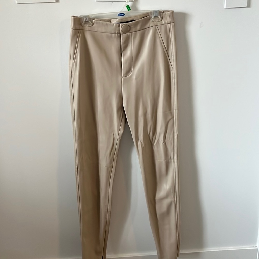 Zara nuetral faux leather leggings/skinny pants